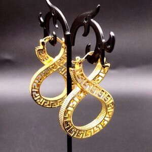 18k Gold Plated Boho Ethnic Figure 8 Dubai Earrings Lever Back Women's Gift